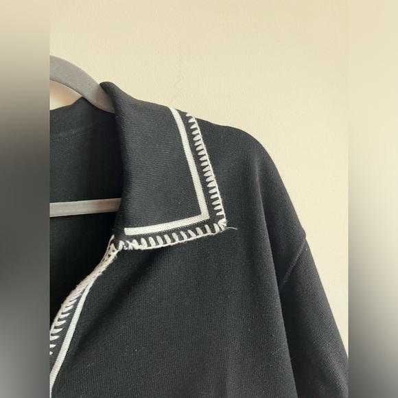 SNDYS Arlington Collared Sweater in Black & White Size Small - Picture 9 of 13